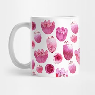 Pink Watercolor Flowers and Blossoms Mug